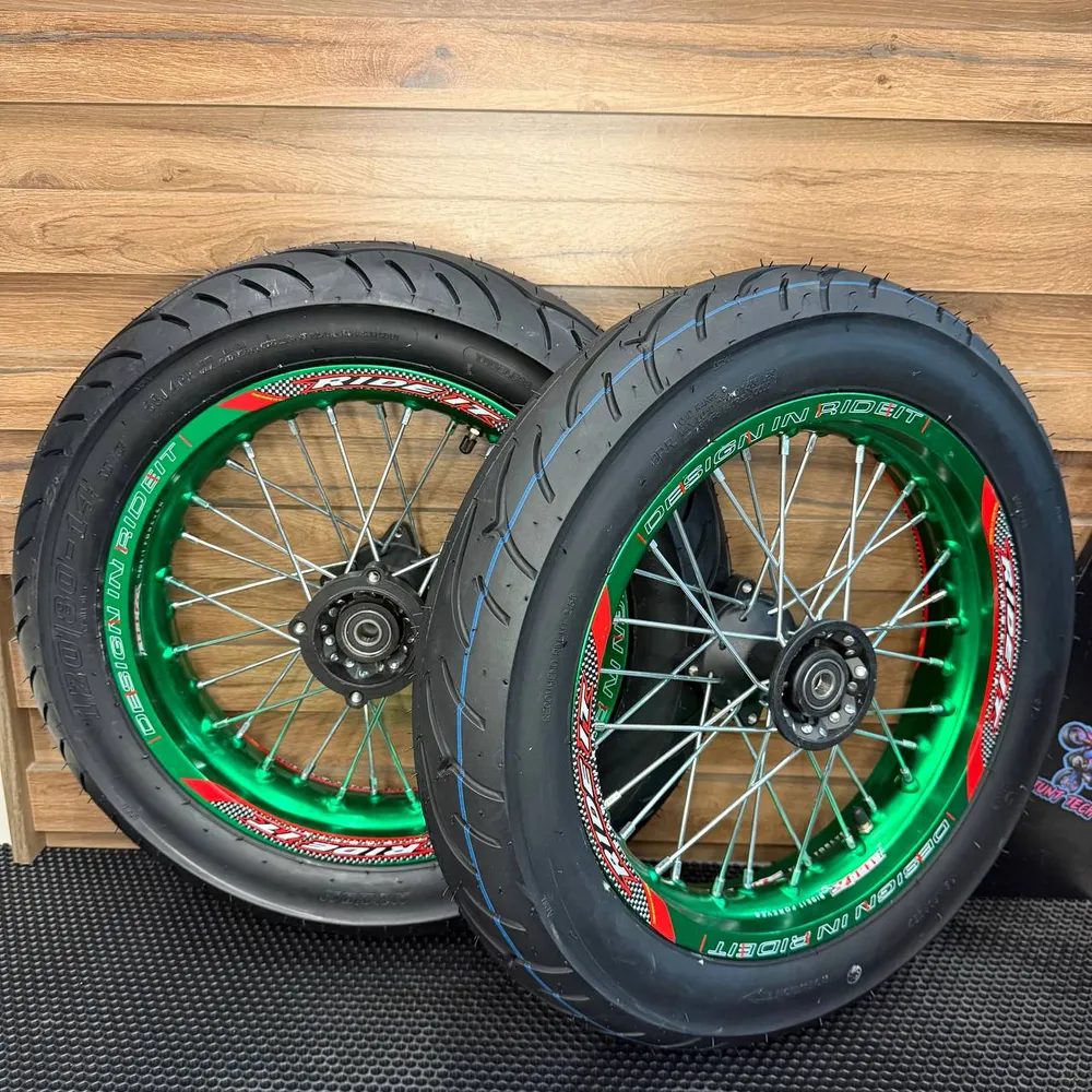 Мотарды питбайк 14/14 RideIt в сборе 2.5/3.0 Зеленые M