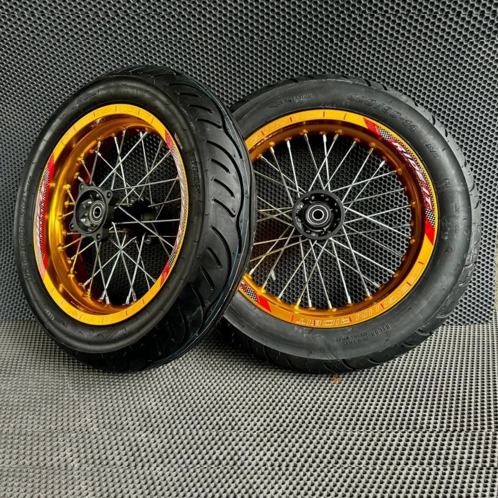 Мотарды питбайк 14/14 RideIt в сборе 2.5/3.0 Золотые M