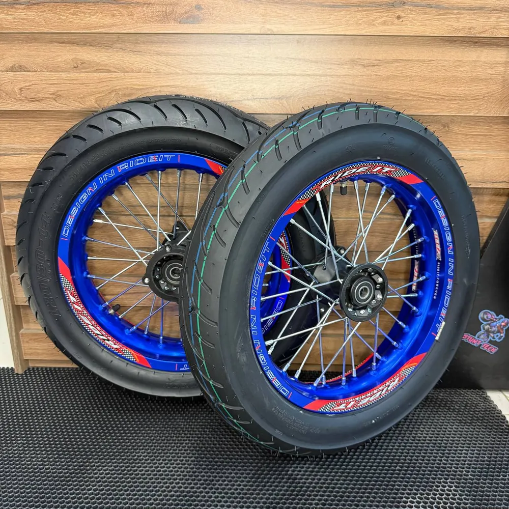 Мотарды питбайк 14/14 RideIt в сборе 2.5/3.0 синие